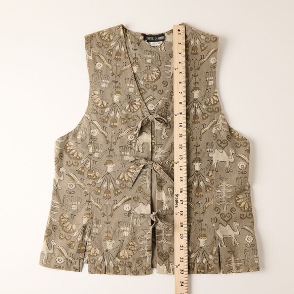 Vtg White Cloud Womens Vest Animal Print Boho‎ Artsy Art Bohemian Folk Indie - Picture 4 of 7